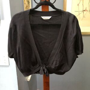 90s Vintage JohnPaulRichard Black Bolero Tie Crop Top Cardigan 1X
